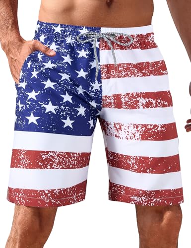 Image of BOJIN Mens Swim Trunks 9 inch Quick Dry Stretch Swim Shorts Mesh Lining Bathing Suits Swimwear Beach Shorts with Pockets