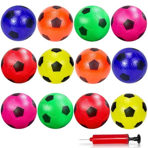 Ynanimery 12 Pack Mini Soccer Balls for Kids, 4'' Inflatable Mini Balls for Indoor Outdoor Games, Small Soccer Ball for Pool Beach Garden Sports Game Party Supplies