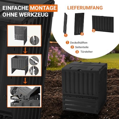 Bild 3 - GARANTIA ECO-King Komposter 400 Liter schwarz - Komposter Garten, Schnellkomposter, Abfall & Recycling, Biomüll, Komposteimer, Garten Zubehör, Kompost, Schnellkomposter Garten, Compost Bin, Garten