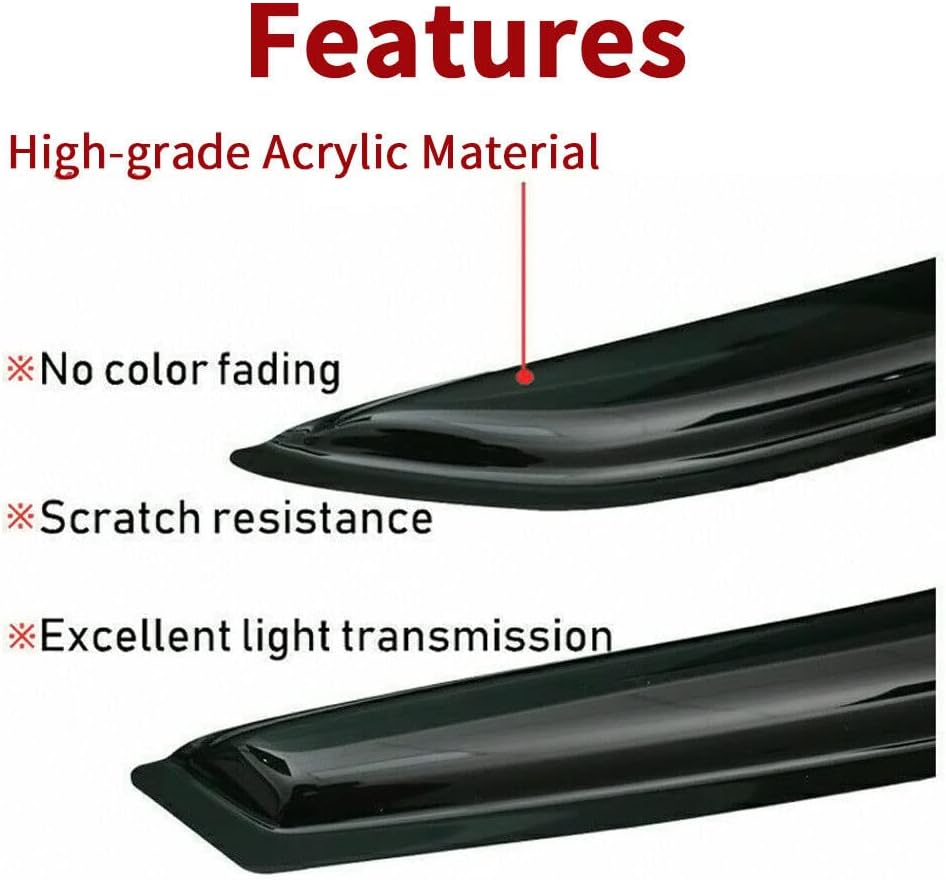 Outside Mount Tape-on Window Visors Compatible with 2016-UP Honda Civic Coupe 2Door 10th Gen Ventvisor Side Window Deflector Rain Guard Smoke Tinted, 4-Piece Set