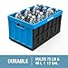 CleverMade Collapsible Storage Bins with Lids- Neptune Blue 3Pack 46L- Plastic Container Stackable Organization Crates Home Closet SpaceSaving Durable