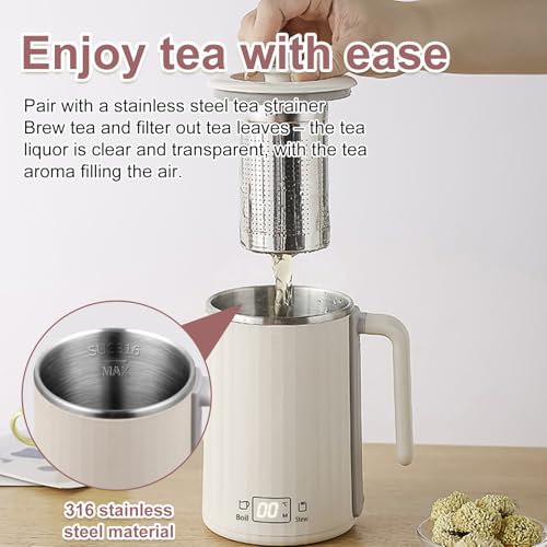 Hervidor eléctrico pequeño de acero inoxidable rosa miniatura 4
