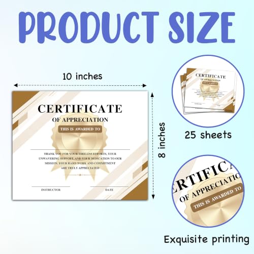 Image of Certificate of Appreciation -25pcs, Certificates of Recognition-A35
