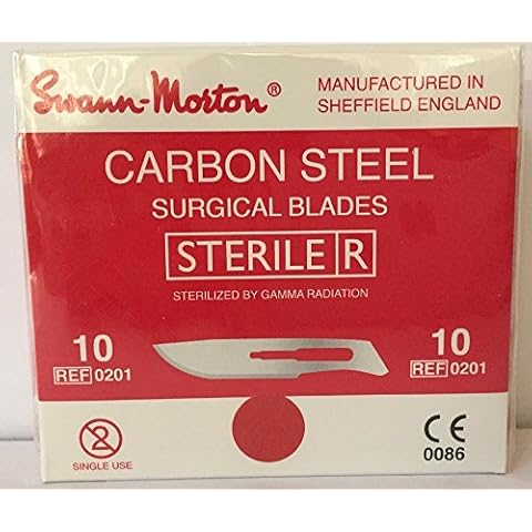 Swann-Morton #10 Sterile Surgical Blades, Carbon Steel [individually packed, box of 100] Cover