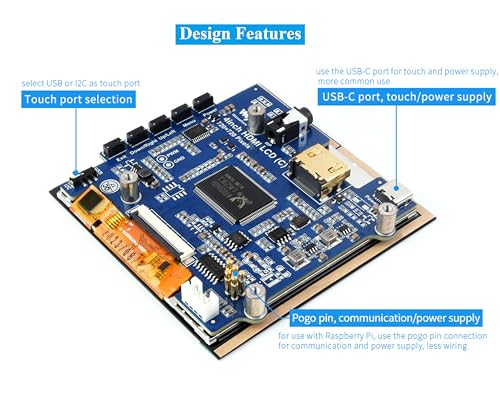 Image of 4inch HDMI LCD Square Capacitive Touch Screen Compatible with Raspberry Pi 5 /4B /3B+ /3B /2B /Zero /Zero W / /Zero 2W /Jetson Nano /Windows 11 /10 /8.1 /8 /7, 720x720 Resolution, IPS Display, USB-C Port