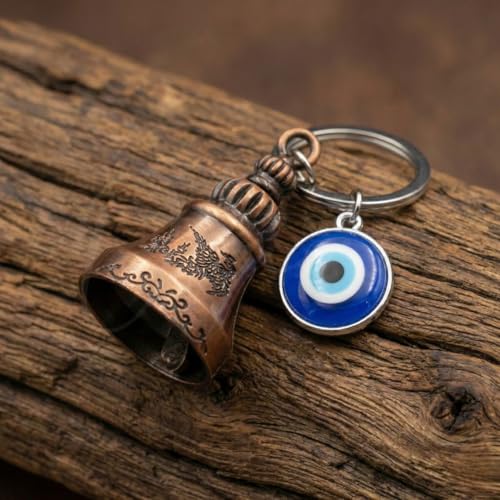 Image of OTTAVO Guardian Bell Keychain, Oxidized Copper, Tibetan Style, 5 cm Height, Good Luck Charm