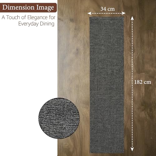Image of Kuber Industries 72x12 inch Jute Table Runner for Party, Wedding and Family Dinners | Washable & Reusable Centre and Dining Table Runner | Black