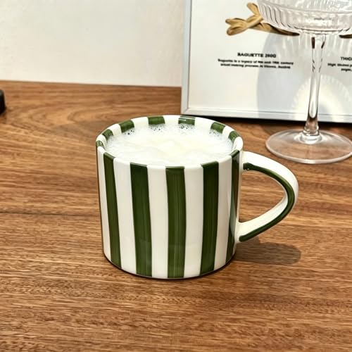 Taza de cerámica para café de 8 oz con diseño a rayas miniatura 3