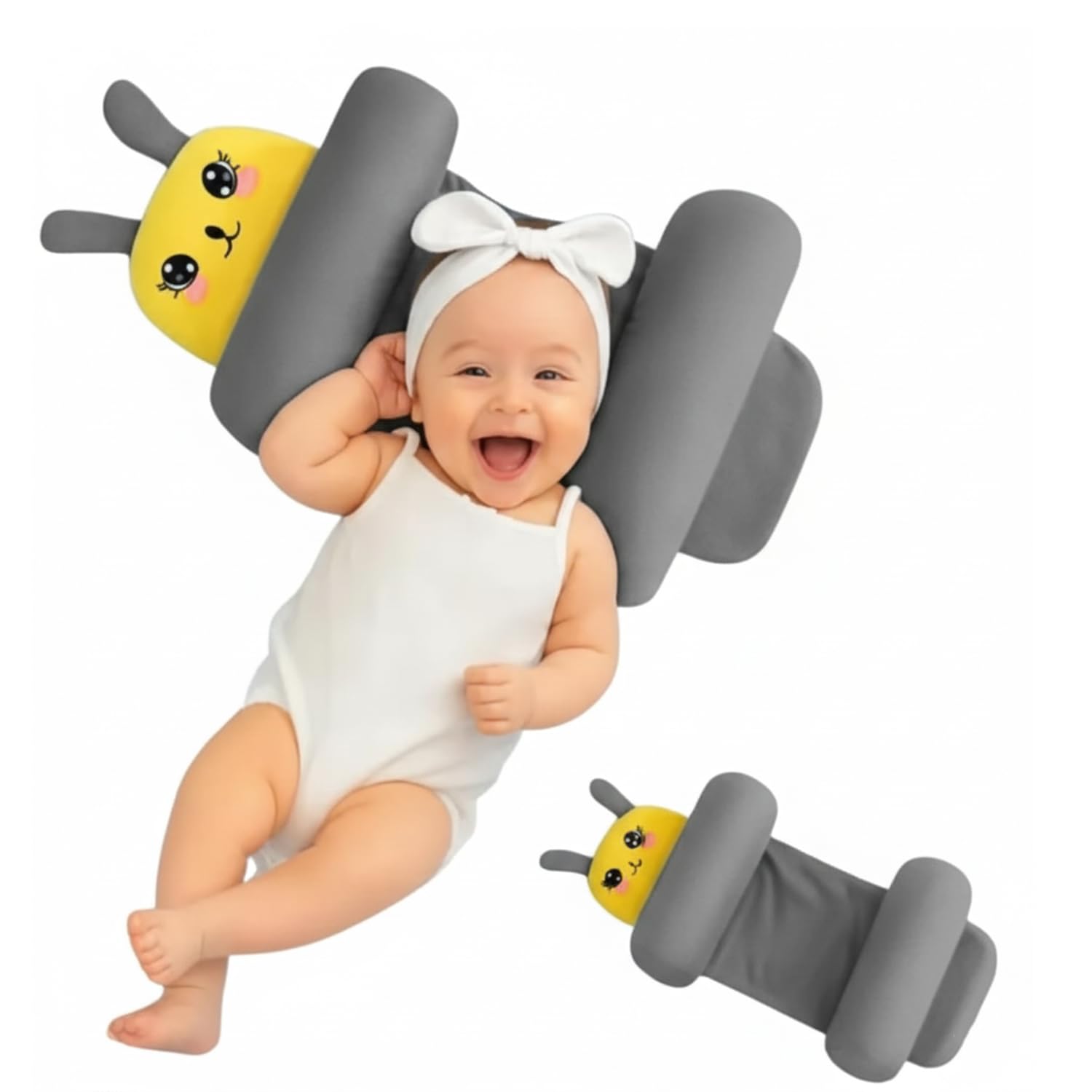 Baby Sleeping Support Pillow with Side Rollers | Newborn Safety Sleeping Pillow Set | Soft Cotton Infant Neck Pillow for 0–12 Months | Anti-Flat Head Cushion for Baby Boys & Girls (New)