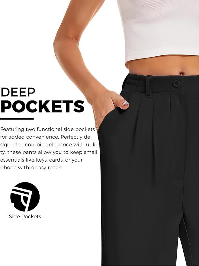 Women's Casual Suit Pants, Straight Leg Trousers4