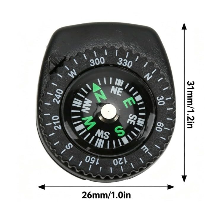 2 Piezas Brújula Mini de Supervivencia Negra: Con fluido interior, tamaño bolsillo, para camping, senderismo y navegación miniatura 2