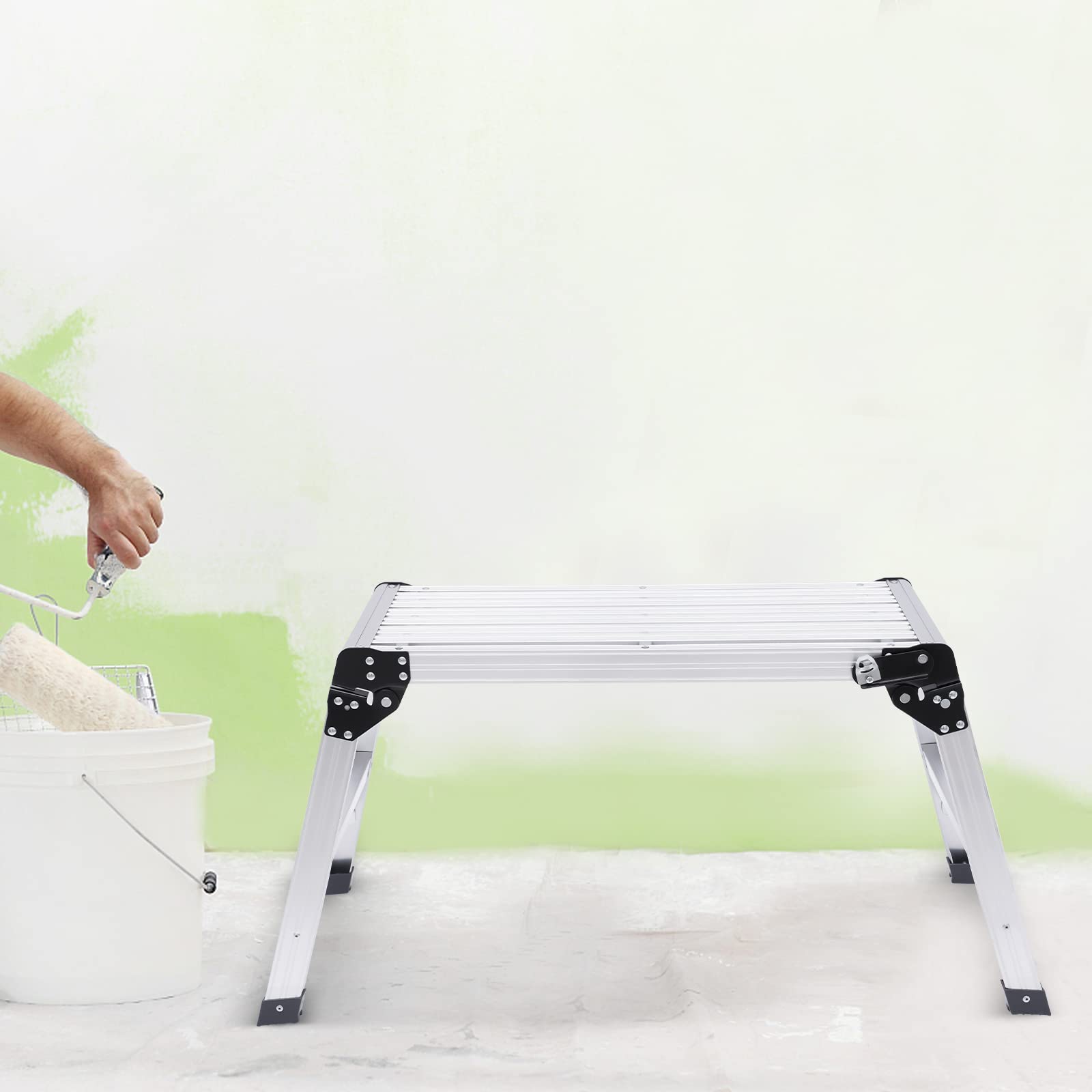 Échelle en aluminium - Plateforme de travail pliable - Échelle antidérapante pour la maison et le jardin - Capacité de charge de 150 kg