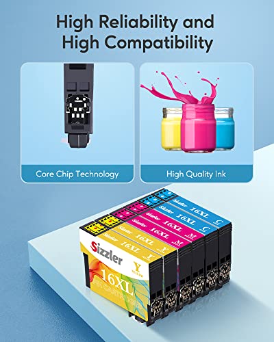Sizzler Vervanging voor Epson 16XL inktcartridges Compatibel voor Epson Workforce WF-2750 WF-2630 WF-2760 WF-2010 WF-2510 WF-2520 WF-2660 WF-2540 WF-2650 WF-2530 ( 2 Cyaan, 2 Magenta, 2 Geel) - Image 5
