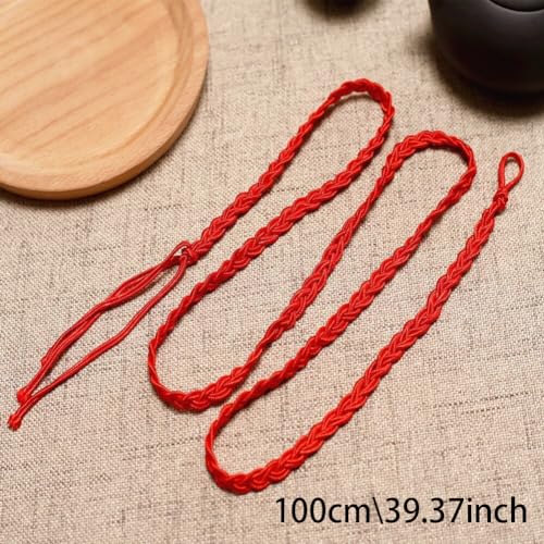 Red Woven Waist Belt For Dresses Exotic Women Waist Belt Rope Chain With Tassel Bead Red Waist Chain Vintage Wide Waist Belt2