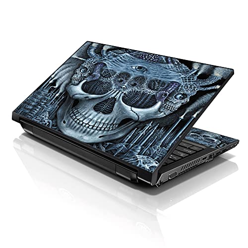 Image of LSS 15 15.6 Inches Laptop Notebook Skin Sticker with 2 Wrist Pads - Reusable Cover Protector Vinyl Sticker Cover Decal Fits 13 inch - 16 inch HP Asus Acer Samsung - Blue Skull Pattern