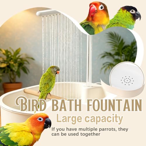 Bañera para loros y ducha de pájaros con bomba USB para jaulas de mascotas 8