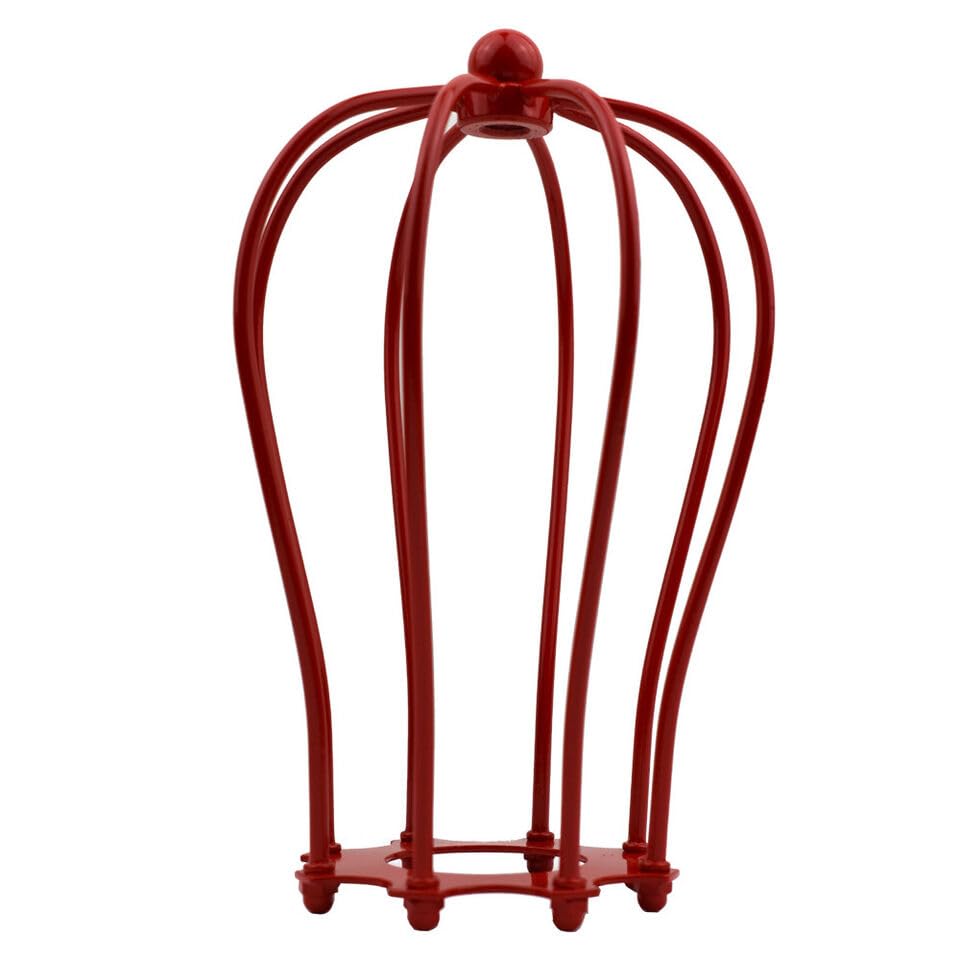 Open Style Wire Cage Light Shades, Metal Easy Fit Balloon Cage Lampshades for Ceiling Pendant Light, Wall Lamps (Red)