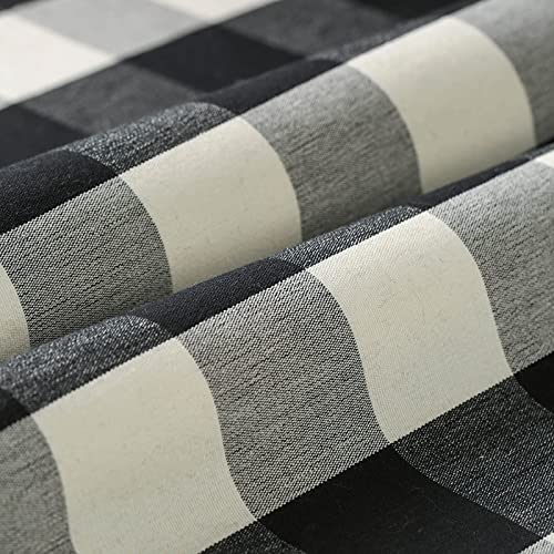 Vogol Buffalo Plaid Curtains Black And White, Tie-Up Shades Adjustable Balloon Shades Rod Pocket Gingham Window Drapes For Kitchen Small Cafe Bathroom, One Panel, 42X63 #TOP2