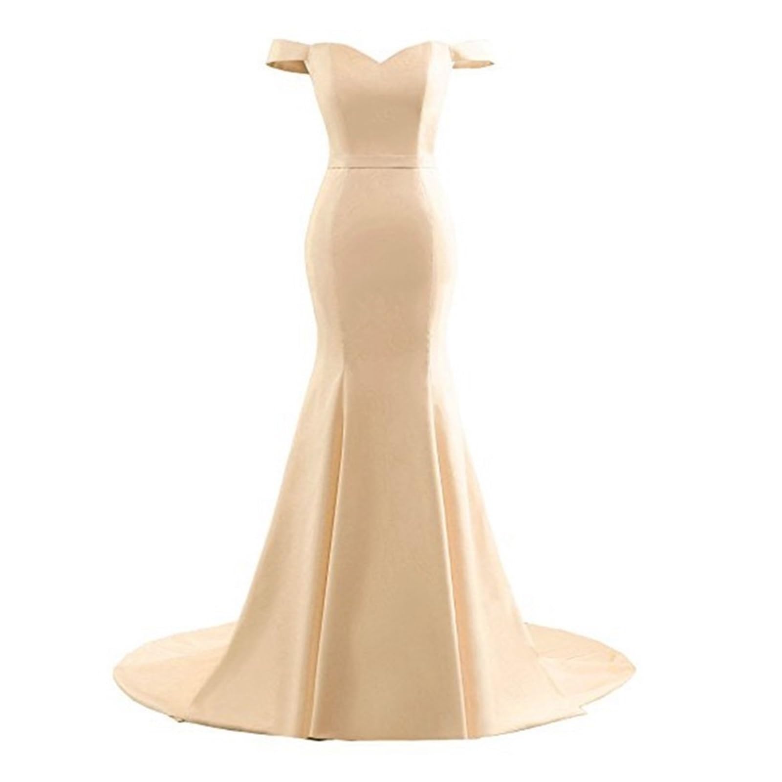 Vestidos de Dama de Honor Vestidos de Dama Honor Azul Real, Vestidos Sirena for Fiesta Bodas, satén, Escote en V, Hombros Descubiertos, Mangas Cortas para la Noche(Purple,16)