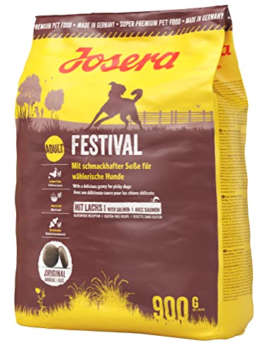 Josera Hundefutter – 900 g – Festival – mit Lachs und köstlicher Sauce – mittelgroßes und großes erwachsenes Haustier – für Fell und Haut