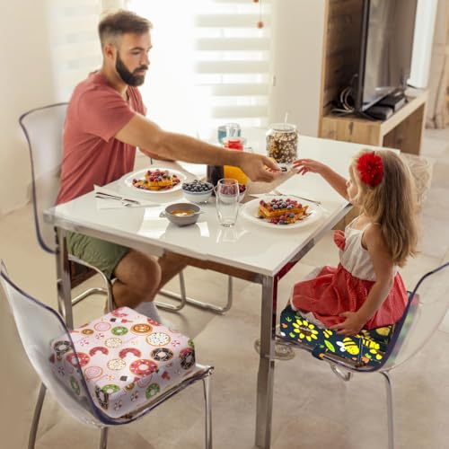 Image of Toddler Booster Seat for Dining Table, Portable Booster Seat for Kitchen Chair, 4 Inch High-Density Foam Cushion with Adjustable Safety Straps and Non-Slip Bottom, Perfect for Kids Travel and Daily