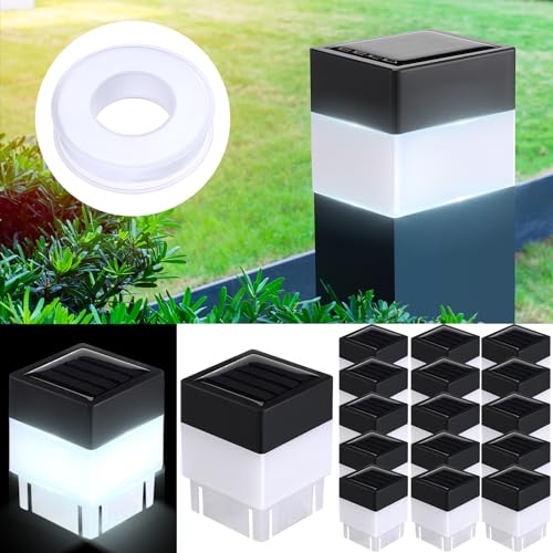 Tujoe Solar Post Cap Lights Fence Post Solar Lights 2in x 2in (5cm x 5cm)(White 20 Pack)