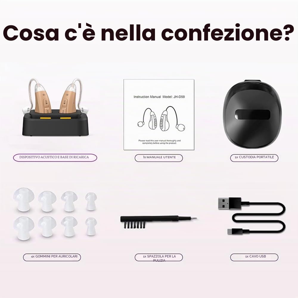 JINGHAO Amplificatore audio ricaricabile - Coppia di amplificatori sonori personali per contorni auricolari