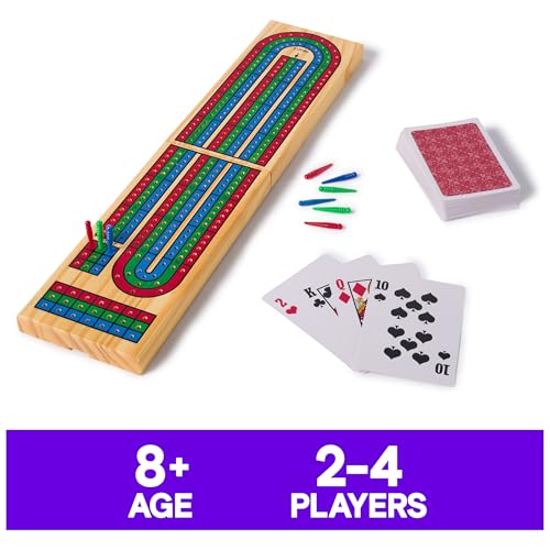 Cribbage sólido de madera con tablero plegable y cartas miniatura 2