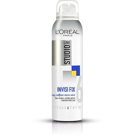L’ORÉAL PARIS - Spray Coiffant Micro-Aéré Fixation Forte - Résultat Souple et Naturel - Tenue 24H - Sans Résidus - Tous Types de Cheveux - Studio Line Invisi'FX - 150 ml