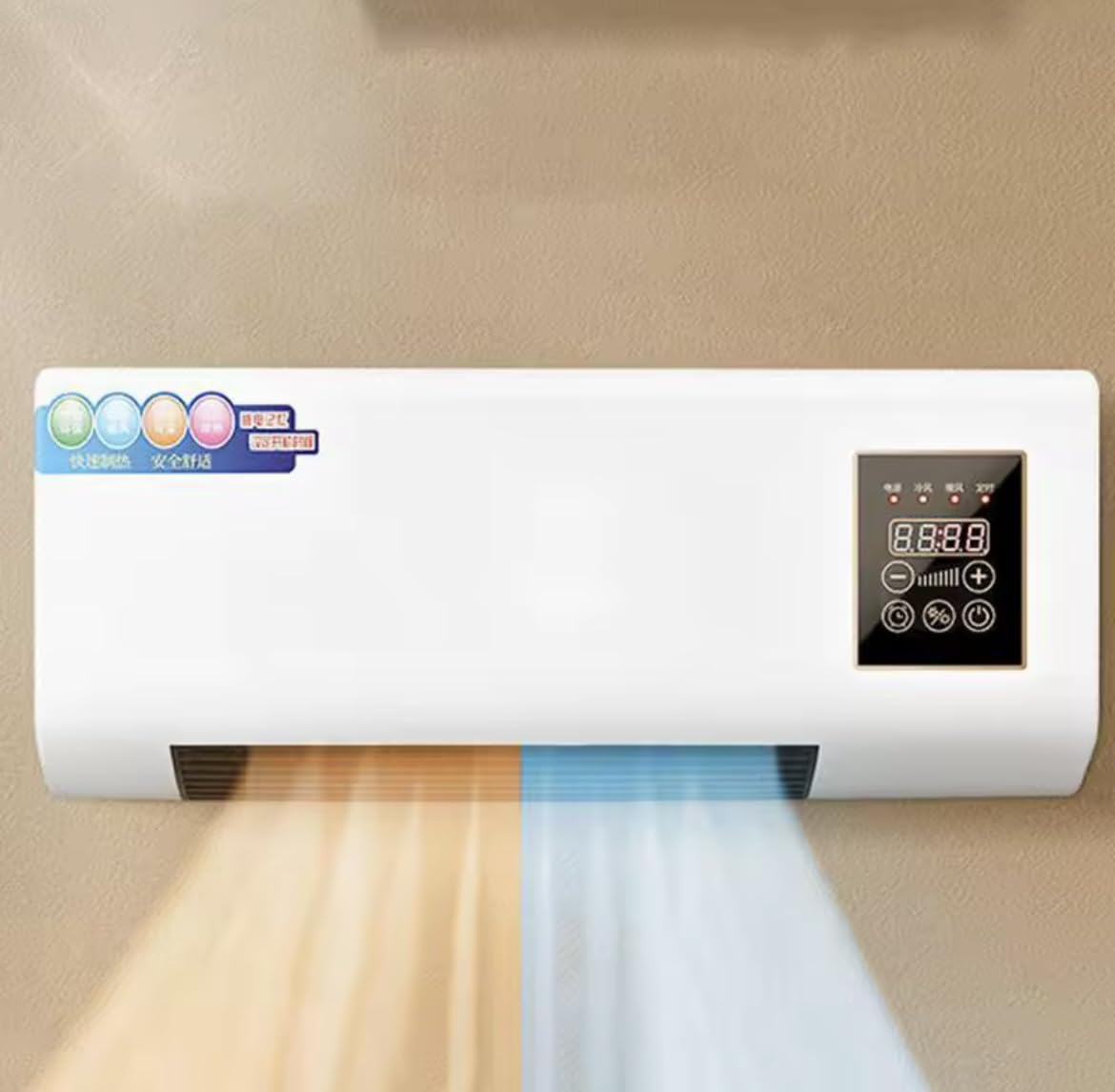Aire acondicionado eléctrico de pared 2000 W con control remoto, doble modo caliente/frío, pantalla LED, 54 cm x 20 cm