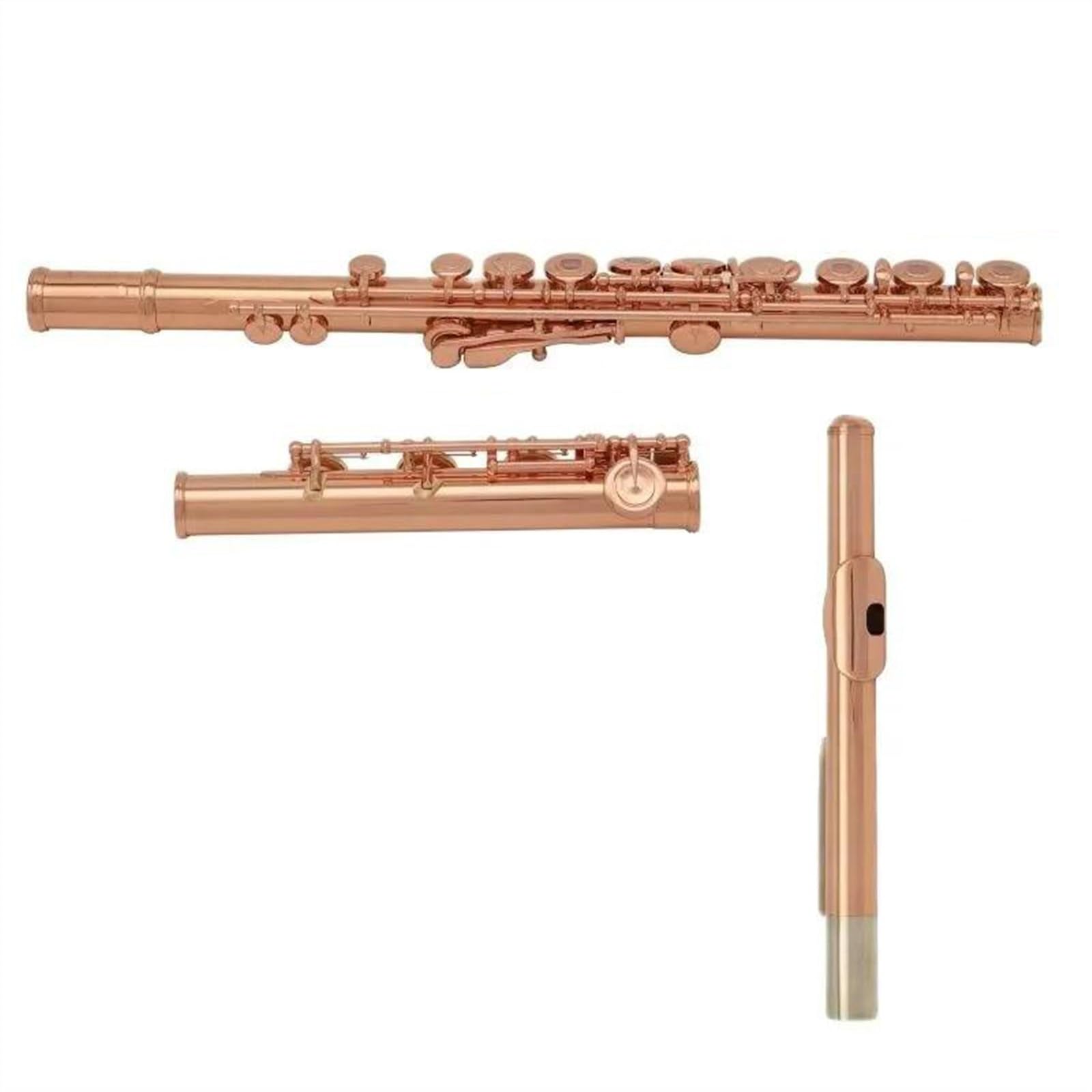 Flûte Française Plaquée Or Rose, 17 Touches, Trou Ouvert, Ton C, Pied B, Avec Boîte Flûte Traversière Kit
