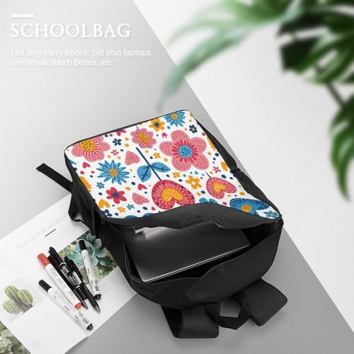 Sac à dos 3D imprimé fleuri cartable imperméable et léger pour écolier