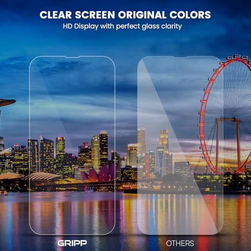 Image of GRIPP 0.3mm Japanese HD Tempered Glass Screen Protector for iPhone 16e, iPhone 17e, iPhone 14, iPhone 13, iPhone 13 Pro (6.1 inch), 2.5D Round Edges, Scratch-Resistant, 9H Hardness, Bubble Free