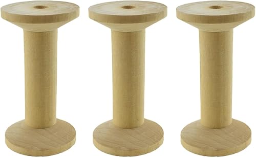 HAHIYO Carrete de madera de color natural de 3.15 pulgadas, 3 piezas, bobinas grandes de hilo de madera sin terminar para tejer alambre textil,