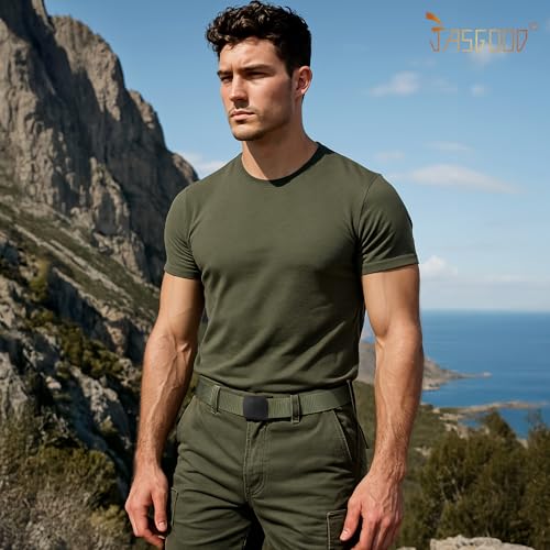 Image of JASGOOD Nylon Canvas Breathable Military Tactical Men Waist Belt With Plastic Buckle