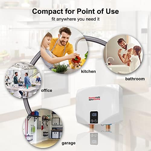 Tankless Water Heater Electric, thermomate 3.5kW 120V Hard Wired Point of Use On Demand Hot