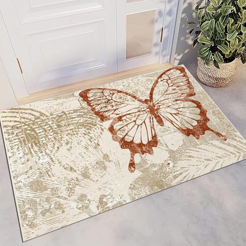 Moquette intérieur poils courts papillon 60x90cm tapis doux rétro moderne