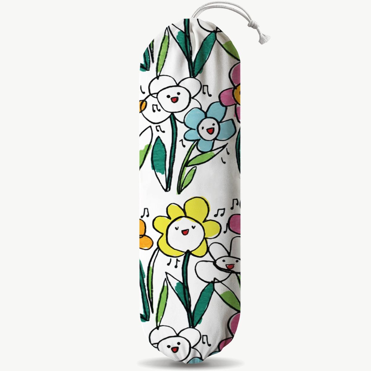 Flower Plastic Bag Holder, Reusable Washable Shopping Bags Storage Carrier, Cute Garbage Trash Bag Dispenser for Home Kitchen Pantry Cabinet, Wall