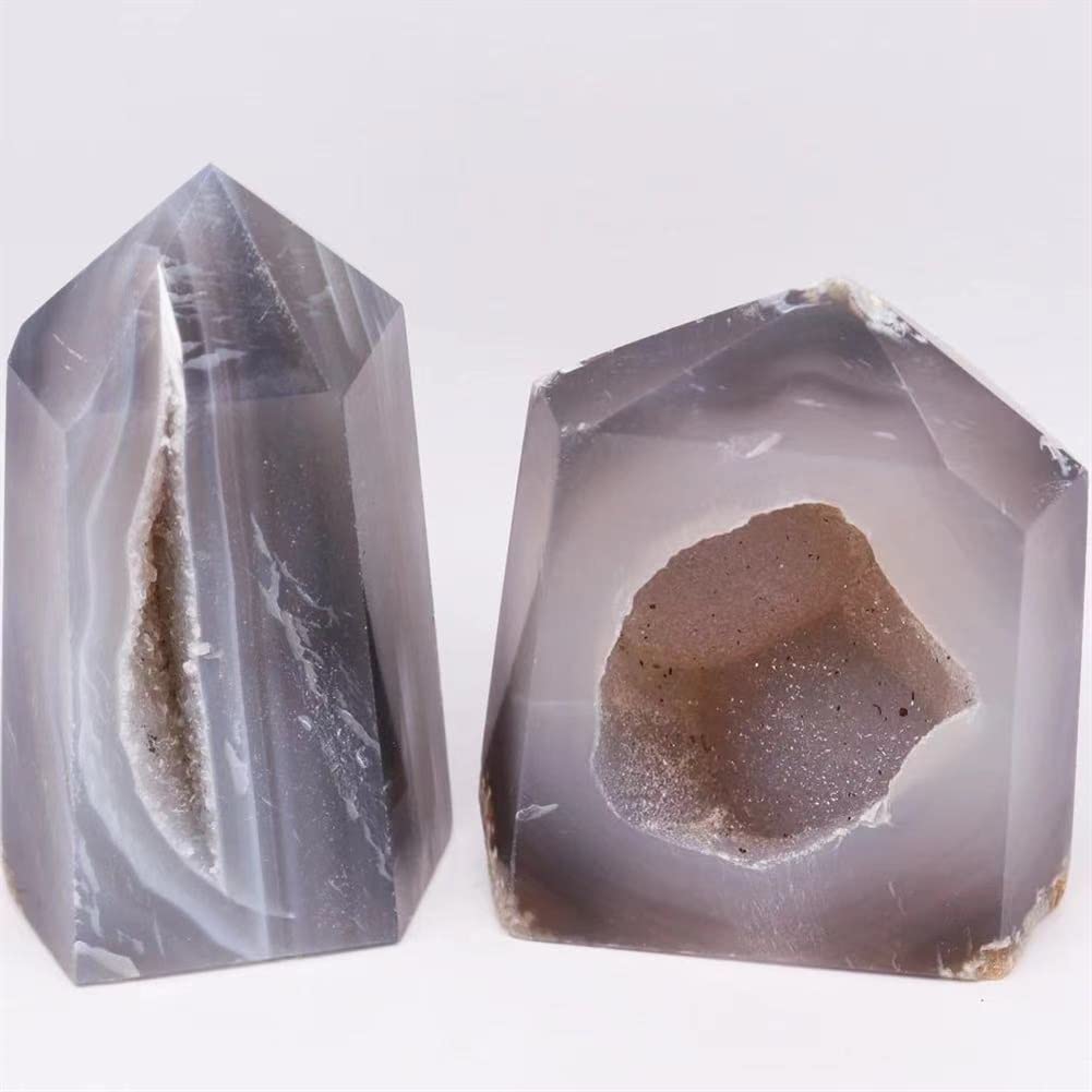 200 g-1000 g Feng Shui natürlicher Kristall-Crackle-Quarz-Geode-Achat-Punkt mit glänzendem 1 Stück schönem Kristall ERTEYIN (Color : 1pc 840g-930g)