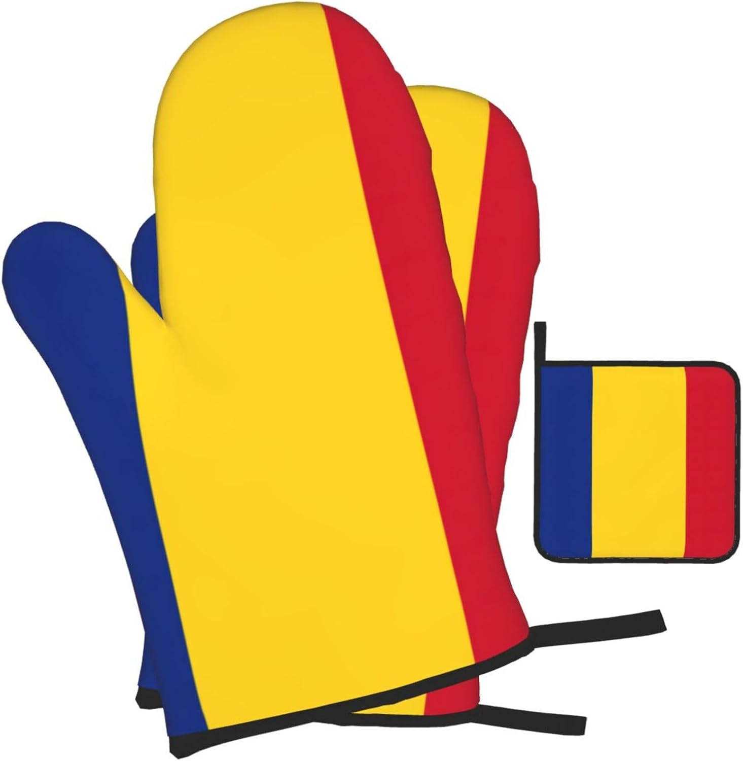 Flag of Romania Print Heat Resistant Microwave Gloves, Used for Baking, Cooking, and Fashion Kitchen Essentials