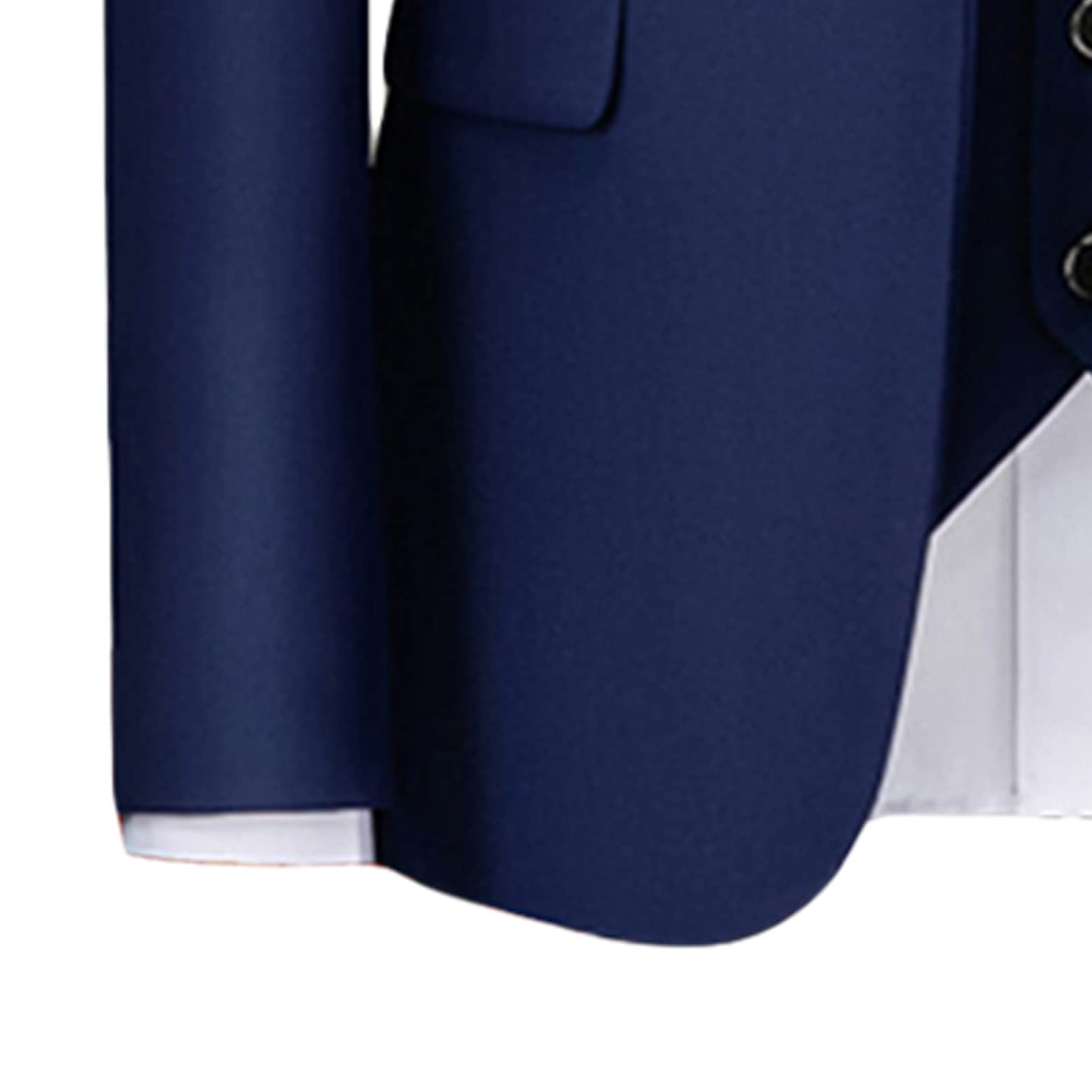 Maiyifu-GJ Men's 3 Piece Solid Color Suit Set Single Breasted Slim Fit Jacket Vest Pants Business Wedding Prom Blazer Sets (Dark Blue 1,X-Large) 4