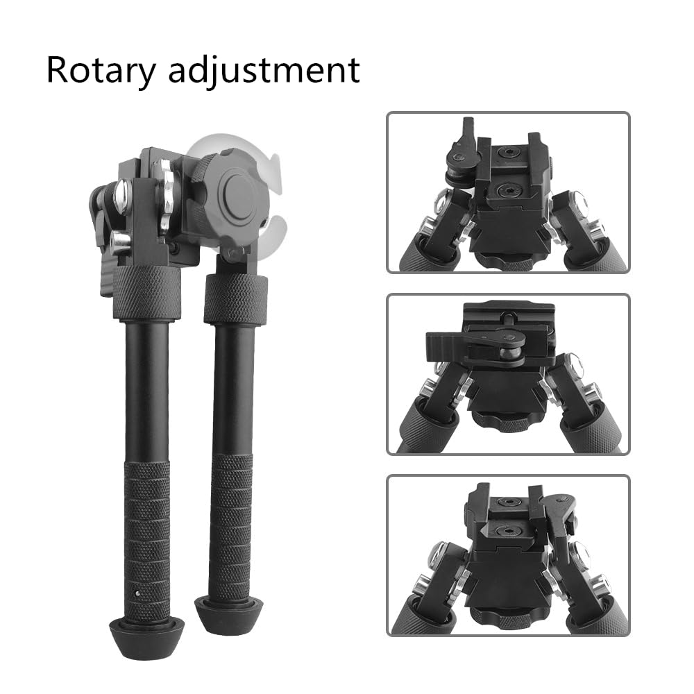 360 Degree Rotation Aluminum Alloy Bipod Adjustable Extension Quick Detach Picatinny 21mm Rail Mount with Spikes with Metal Foregrip