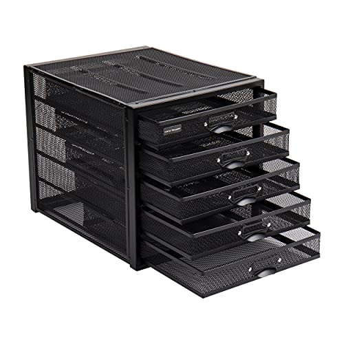 Mind Reader File Storage Drawers, Desk Organizer, Multi-Purpose, Crafts, Office, Metal Mesh, 11"L x 14"W x 11"H, Black, 5 Drawer by Mind Reader - Image 7