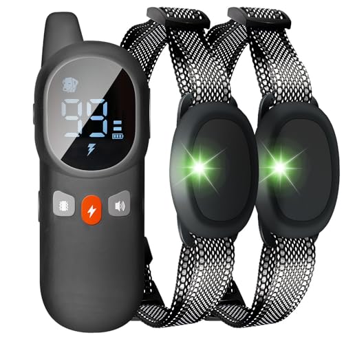 Wireless Dog Fence - Remote Control Dog Electronic Training Collar - Electric Waterproof Training Dog Collar for Small, Medium and Large Dogs, 3 in 1 Waterproof Anti-Bark Training Collar (for 2 Dog)