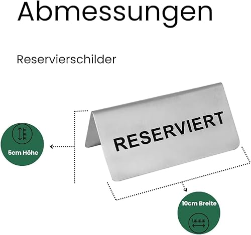 getgastro 24-er Reserviert Schilder Gastronomie – Edelstahl rostfrei – kratzfeste Oberfläche – lange Lebensdauer – klassisches Design - Tischaufsteller für Restaurant, Hotel oder Events – 10x5cm