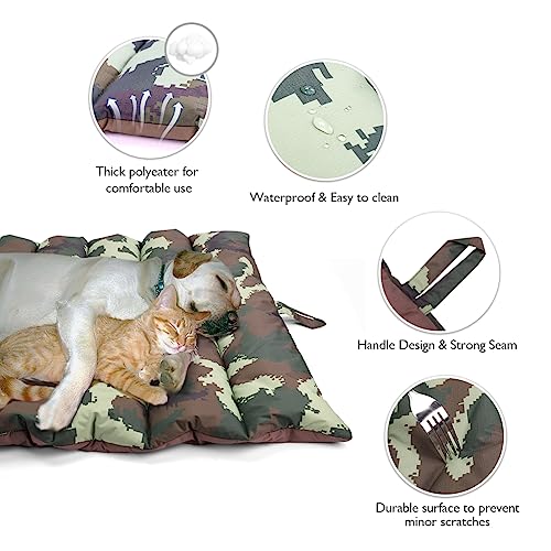 XIAPIA wasserdichte Hundematte für Outdoor, Waschbares Hundebett, Antistatik, Hygienisch, Faltbar, Große Reisedecke für Haustier 110x68 cm (Tarngrün)