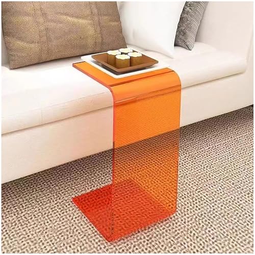 Table de salon basse en acrylique orange et meuble d'appoint 60cm - 2