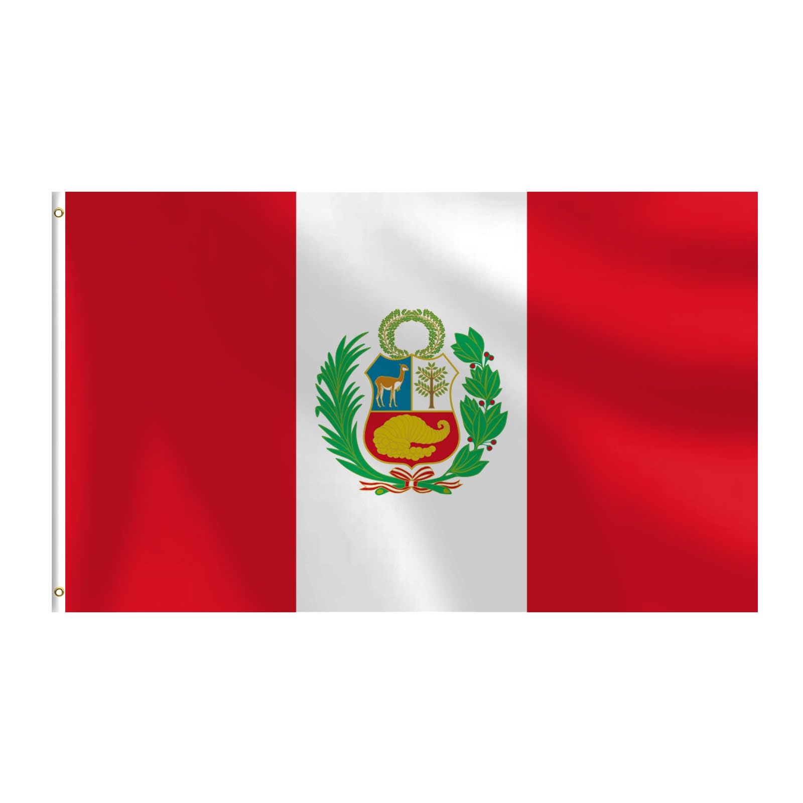 Peru Flag 3x5 FT Heavy Duty Peruvian Flag Double Stitched Vivid Color Fade Proof Outdoor Decor With Brass Grommets(Peru)