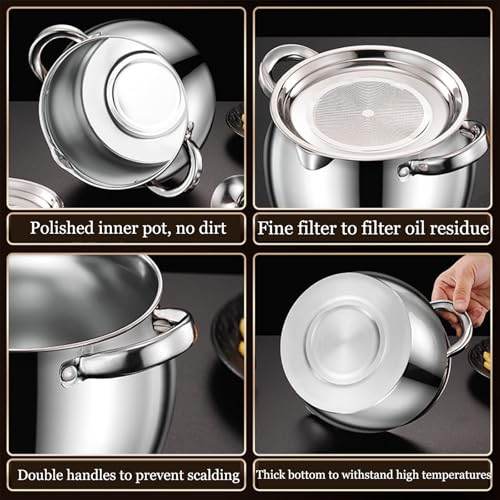 Olla de filtro de aceite de acero inoxidable, con tapa, bote de manteca de cerdo, separador de grasa, recipiente de grasa de acero inoxidable con filtro, recipiente de grasa para freír, recipiente de