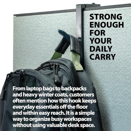 Officemate Cubicle Panel Coat Hooks, Adjustable Double Hook for Office Partitions, Fits 1.25"–3.5" Panels, Charcoal, 2 Pack (22009) by Officemate - Image 2